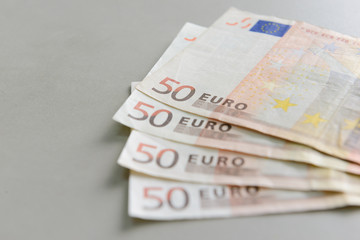 Close up of 50 Euro banknotes