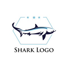 Shark Underwater Life Hexagon Vintage Logo
