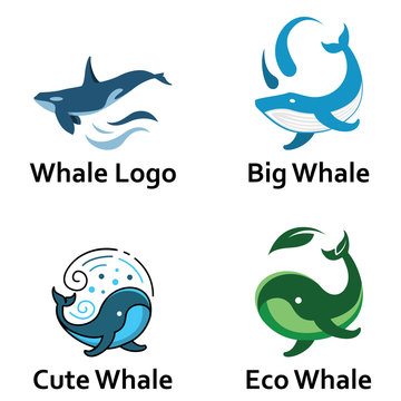 Whale Logo Icon Big Underwater Ocean Fish