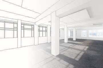 Büroarchitektur leer (Entwurf)