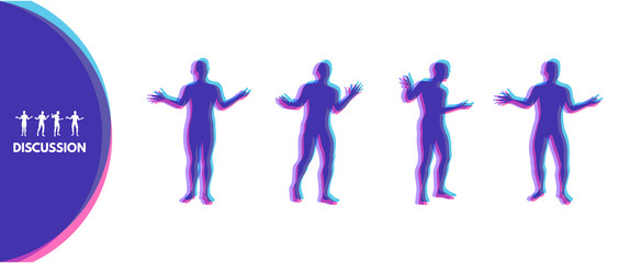 Four angry men arguing with each other. Concept communication. Hard conversation.