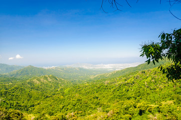 Rural mountain of Sierra Nevada by Minca with view on Santa Marta in Colombia