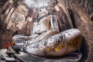 Tourist and Big Buddha statue in Thailand