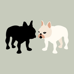 Bulldog vector illustration style Flat set silhouette