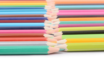 Color pencils isolated on white background professionally