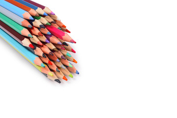 Color pencils isolated on white background professionally