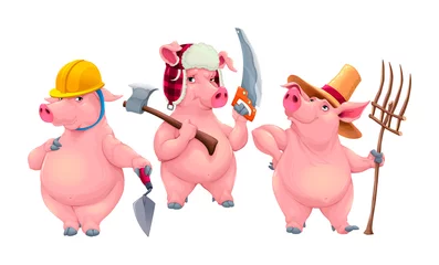 Deurstickers Three little pigs © ddraw