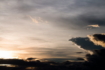 colorful dramatic sky with cloud at sunset