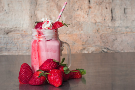 decadent pink strawberry milkshake
