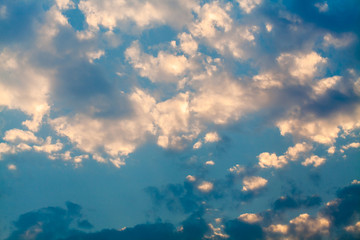 colorful dramatic sky with cloud at sunset