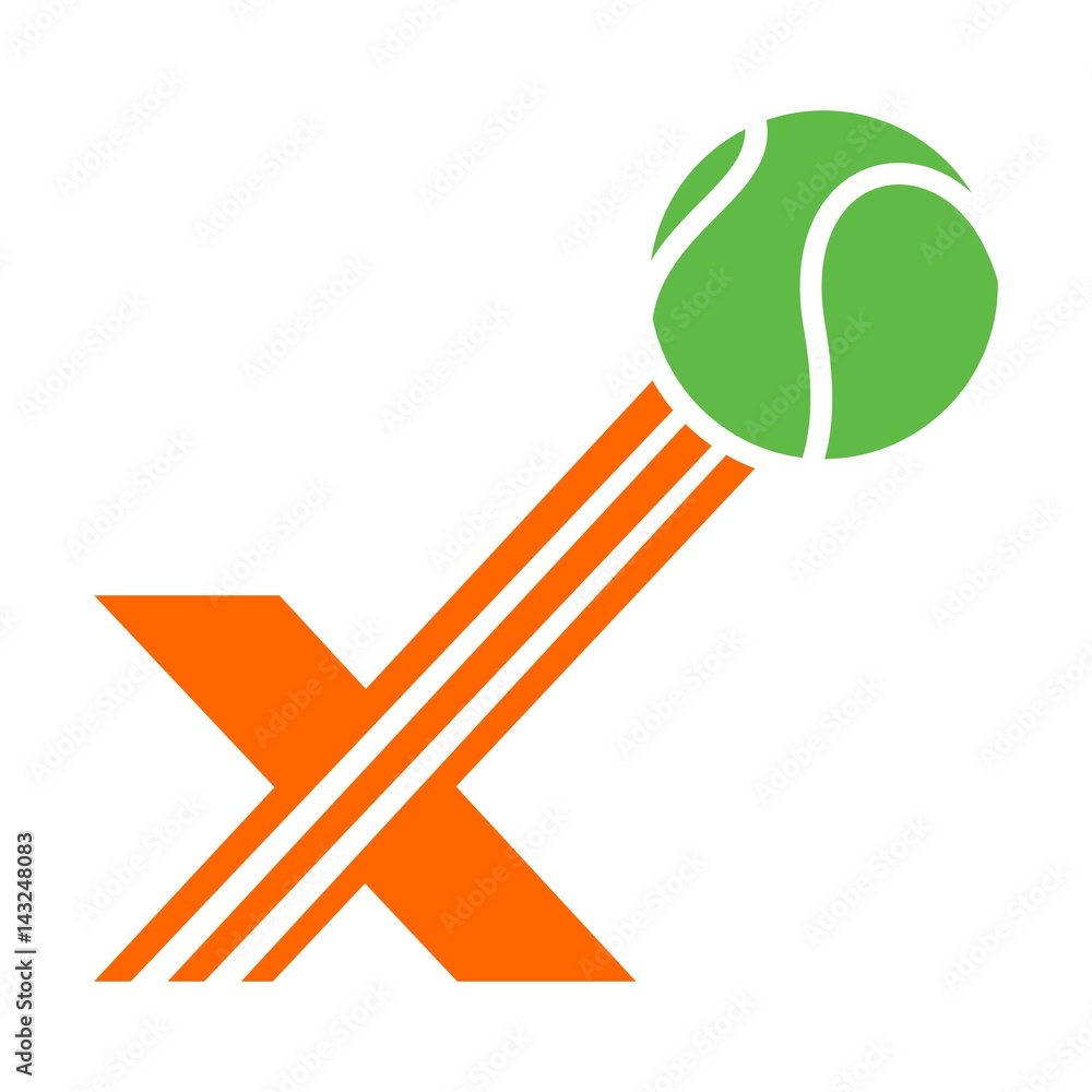 Poster tennis logo vector. letter x.