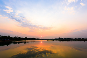 Beautiful sunset reflection over lake