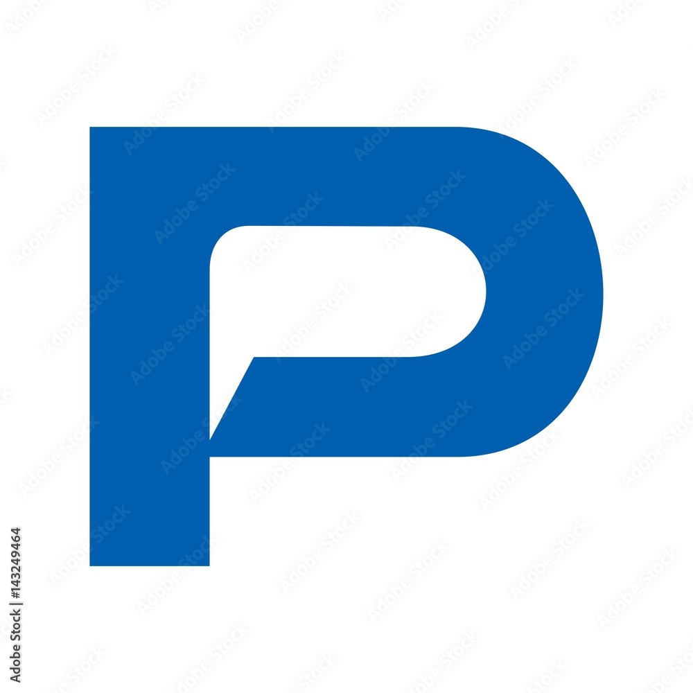 Sticker letter p logo vector. bubble talk logo.