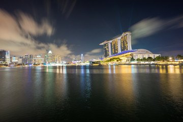 Fototapeta na wymiar I light Marina Bay event around Marina Bay Singapore