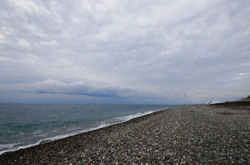 Coast of the Black Sea in winter. Sochi, Russia