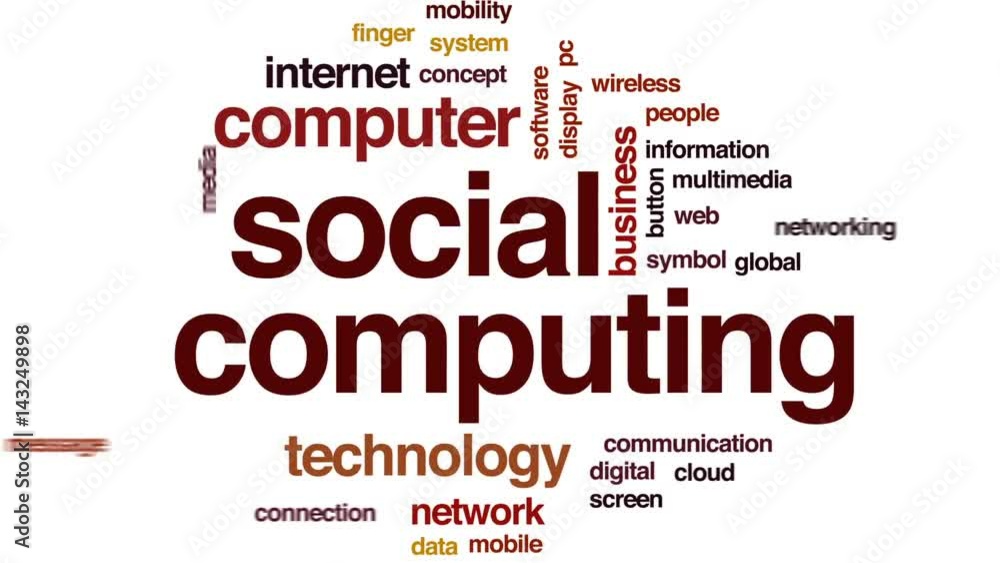 Poster social computing animated word cloud, text design animation.