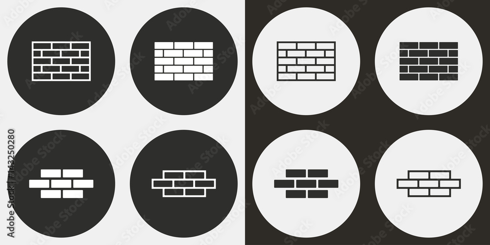 Poster brick wall icon set.