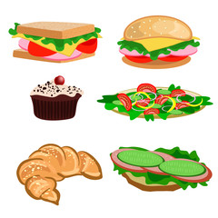 Vector set of snacks and desserts