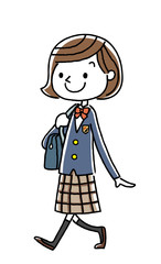 女子学生：歩く