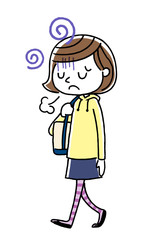 女の子：悩む、落ち込む
