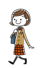 女子学生：歩く
