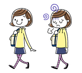 女の子：歩く、セット、バリエーション
