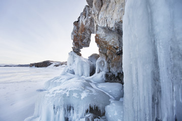 Fototapeta na wymiar Tsagan-Hushun cape. Lake Baikal. Winter landscape