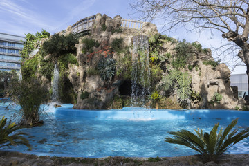 Small lake in the Genoves Park, Cadiz, Andalusia, Spain