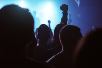 Blur defocused music concert crowd as abstract background