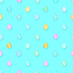 Seamless Easter surface pattern with colorful eggs.