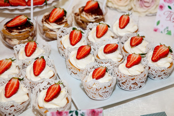Strawberry pies on the table, healthy desserts cake snacks