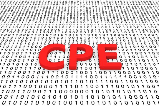 CPE in the form of binary code, 3D illustration