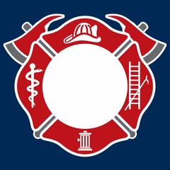fireman emblem. fire department symbol. logo vector. - 143254073