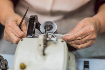 Sewing machine in production