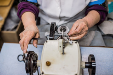 Sewing machine in production