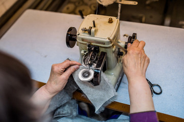 Sewing machine in production