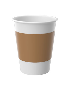 White paper cup isolated on white background, 3D rendering