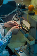 Sewing machine in production