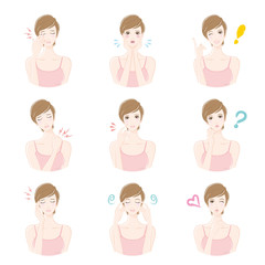 女性の様々な表情 / 美容