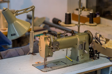 Sewing machine in production