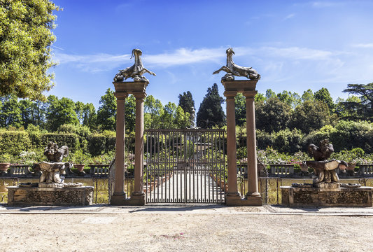 The entrance to the Boboli gardens in Florence. Italy