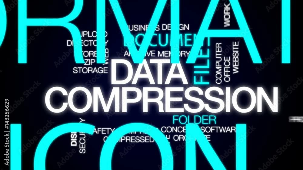 Poster data compression animated word cloud, text design animation.