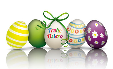 Frohe Ostern - 5 bunte Ostereier