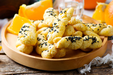 Koulourakia , Greek Sesame Twist Cookies