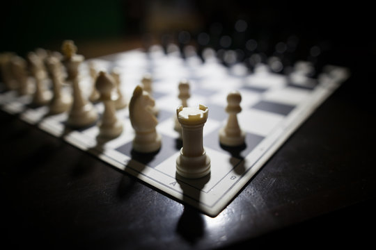 White pieces on chess board