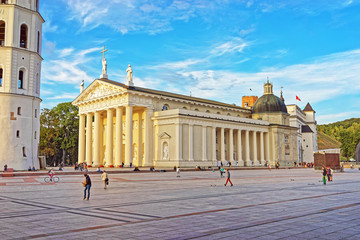 Obraz premium Cathedral Square and Belfry Old town of Vilnius