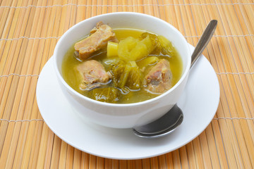 Pickled lettuce soup with pork 
