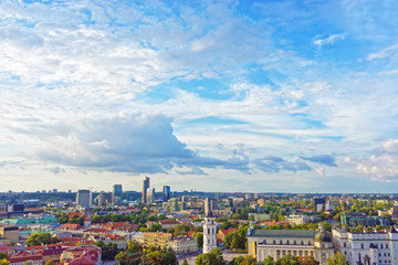 Rooftops to Cathedral Square and Financial District of Vilnius