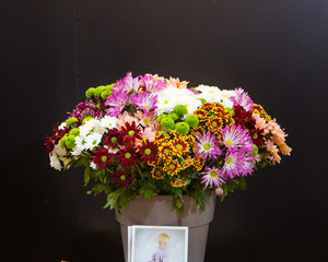 Abstract background of colorful flowers. Close-up.