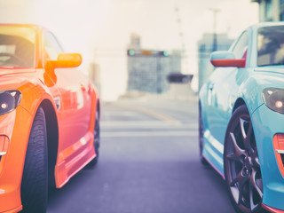 2 cars are sports cars race. 3d render.
